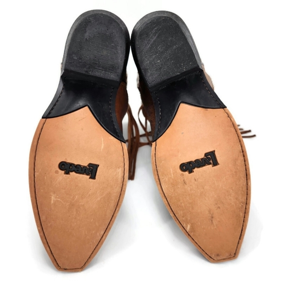 Laredo Bailey Honey Brown Leather Woven Southwestern Print Western Cowboy Boots - Picture 14 of 15